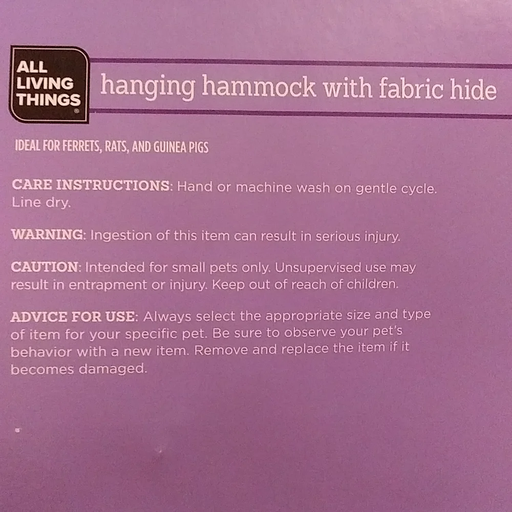 All Living Things NWT Hanging Hammock w/ Fabric Hide